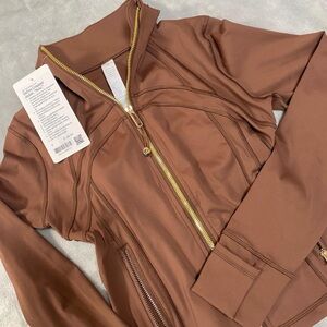 lululemon athletica Brown Bomber Jacket with Gold Zipper